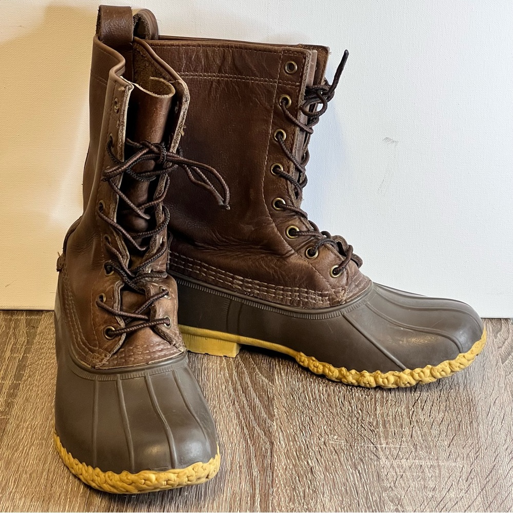 Vtg LL Bean Maine Hunting Shoe Tall Sz 8 M Duck Boots 8 Eye 9”